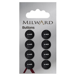 Milward Zwarte Knopen op kaart 11mm: Verpakking van  8