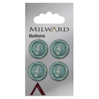 Milward Groene Knopen op kaart 17mm: Verpakking van  4