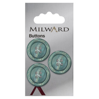 Milward Grüne Knöpfe auf Karte 22mm: Packung mit 3