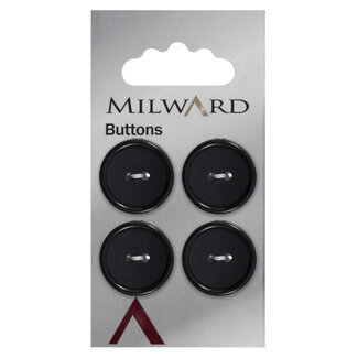 Milward Zwarte Knopen op kaart 19mm: Verpakking van 4