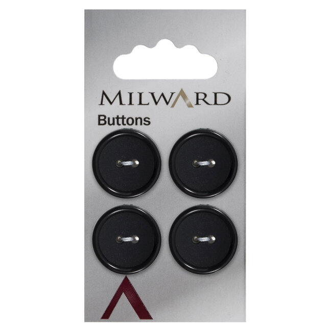Milward Zwarte Knopen op kaart 19mm: Verpakking van 4