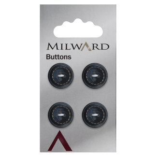Milward Blauwe Knopen op kaart 15mm: Verpakking van 4