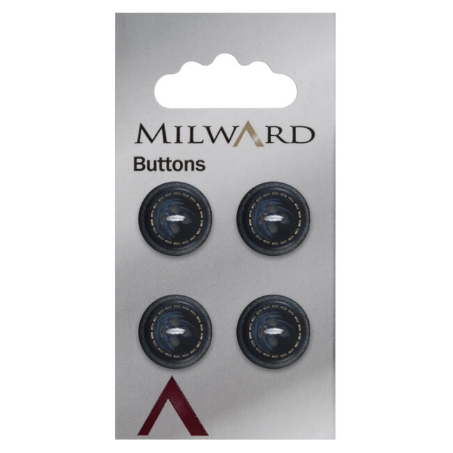 Milward Blauwe Knopen op kaart 15mm: Verpakking van 4