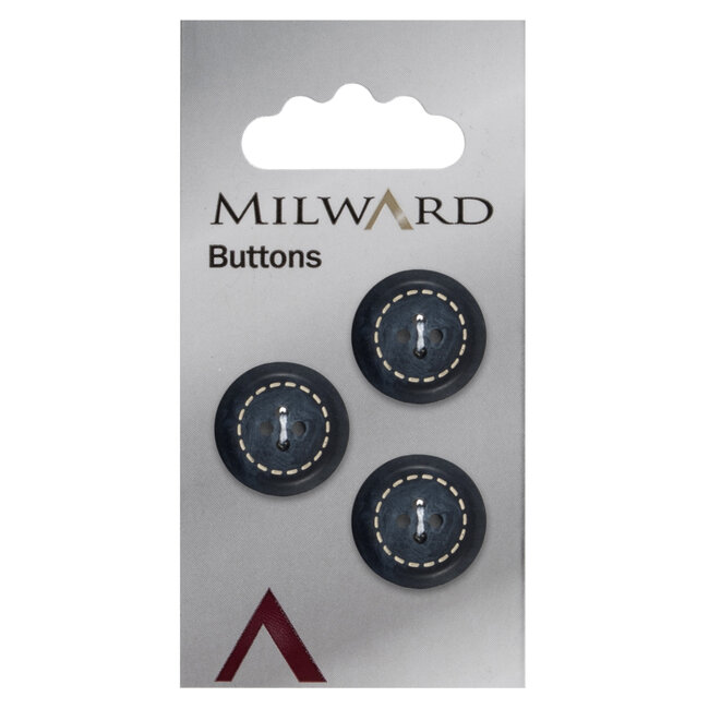 Milward Blauwe Knopen op kaart 17mm: Verpakking van 3