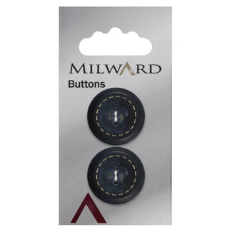 Milward Blaue Knöpfe auf Karte 22mm: Packung mit 2