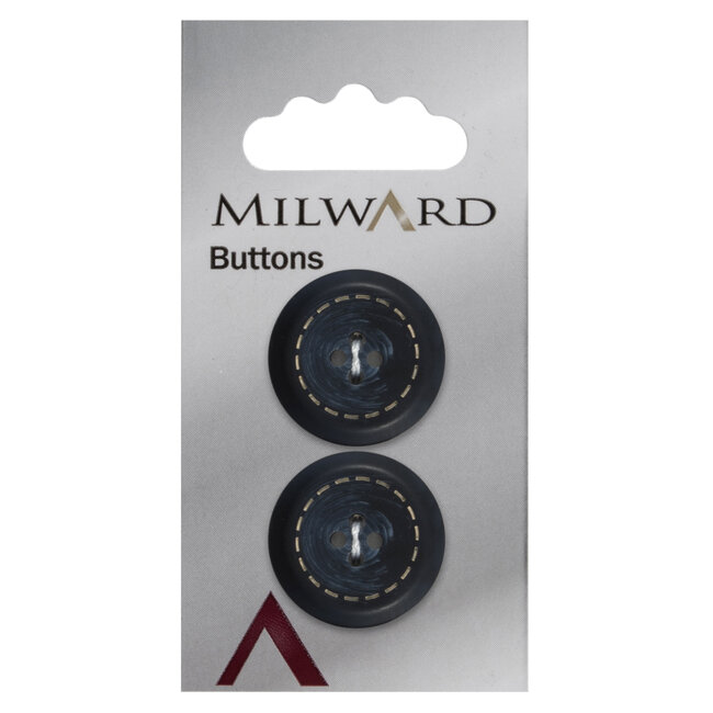 Milward Blauwe Knopen op kaart 22mm: Verpakking van 2