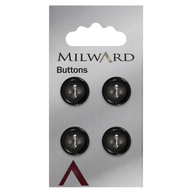 Milward Zwarte Knopen op kaart 15 mm: verpakking per 4