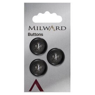 Milward Zwarte Knopen op kaart 19mm: Verpakking van 3