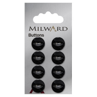 Milward Zwarte Knopen op kaart 13mm: Verpakking van  8