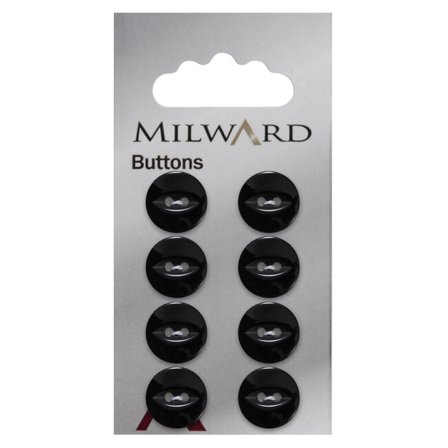 Milward Zwarte Knopen op kaart 13mm: Verpakking van  8