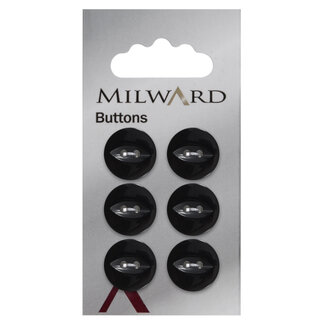 Milward Zwarte Knopen op kaart 16mm: Verpakking van 6