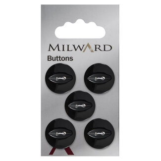 Milward Zwarte Knopen op kaart 19mm: Verpakking van 5