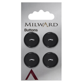 Milward Zwarte Knopen op kaart 19mm: Verpakking van 4