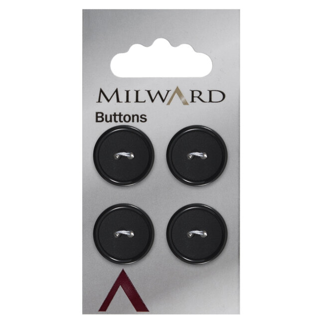 Milward Zwarte Knopen op kaart 19mm: Verpakking van 4