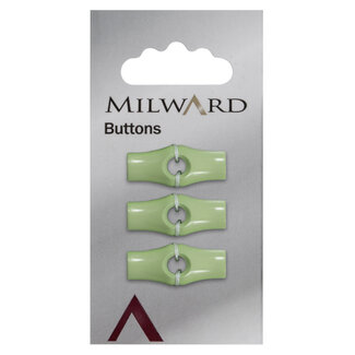 Milward Grüne Knöpfe auf Karte 25mm: Packung mit 3