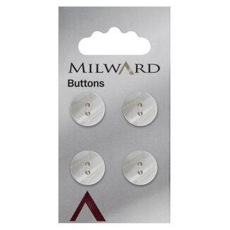 Milward Wit Parelmoer Knopen op kaart 15mm: Verpakking van 4