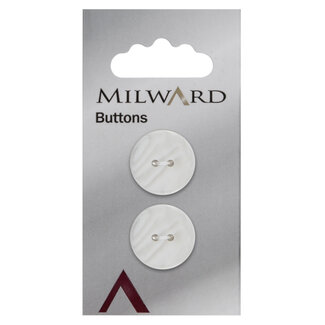 Milward Wit Parelmoer Knopen op kaart 20mm: Verpakking van 2