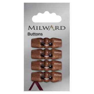 Milward Bruin Beukenhouten Knopen op kaart 29mm: Verpakking van 4