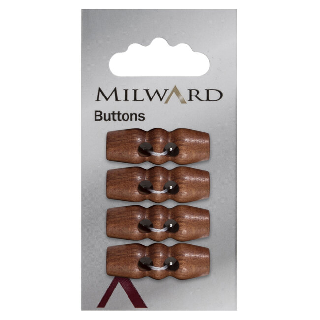 Milward Bruin Beukenhouten Knopen op kaart 29mm: Verpakking van 4