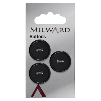 Milward Zwarte Knopen op kaart 21mm: Verpakking van 3