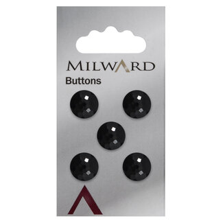 Milward Zwarte Knopen op kaart 12mm: Verpakking van 5