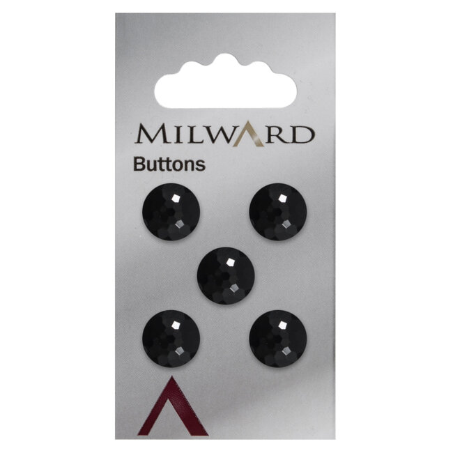 Milward Zwarte Knopen op kaart 12mm: Verpakking van 5