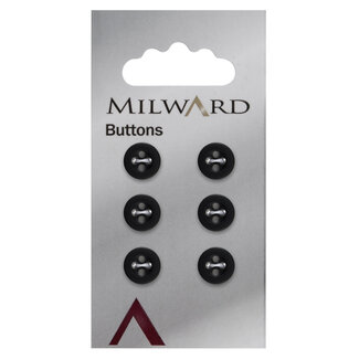 Milward Zwarte Knopen op kaart 10mm: Verpakking van 6