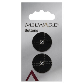 Milward Zwarte Knopen op kaart 22mm: Verpakking van 2
