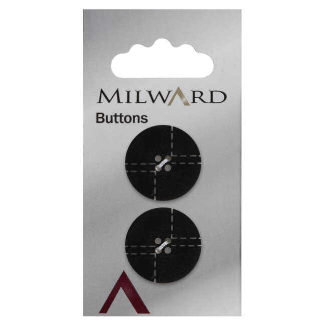 Milward Zwarte Knopen op kaart 22mm: Verpakking van 2