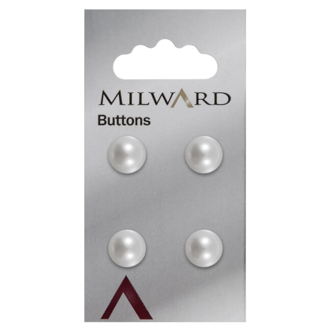 Milward Wit Parelmoer Knopen op kaart 11mm: Verpakking van 4