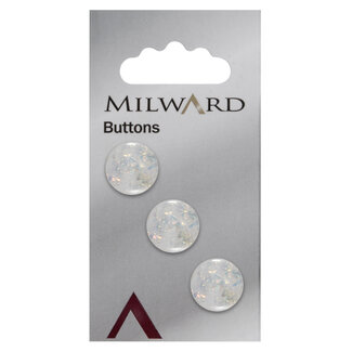 Milward Wit Parelmoer Knopen op kaart 15mm: Verpakking van 3