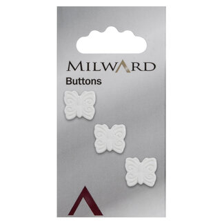 Milward Witte Knopen op kaart 16 mm: Verpakking van 3