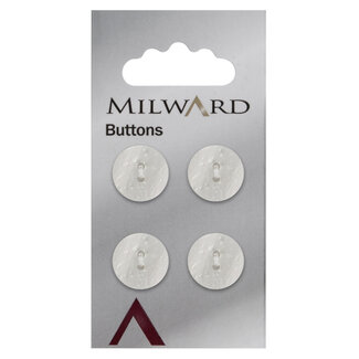 Milward Weiße Perlmuttknöpfe auf Karte 15mm: Packung mit 4