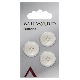 Milward Wit Parelmoer Knopen op kaart 20mm: Verpakking van 3