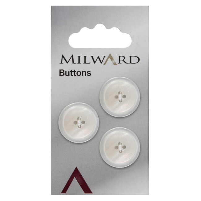 Milward Wit Parelmoer Knopen op kaart 20mm: Verpakking van3
