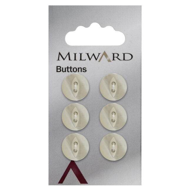 Milward Wit Parelmoer glans Knopen op kaart 13 mm: Verpakking van 6