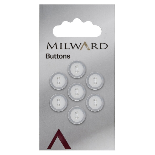 Milward Wit Parelmoer glans Knopen op kaart 11 mm: Verpakking van 7