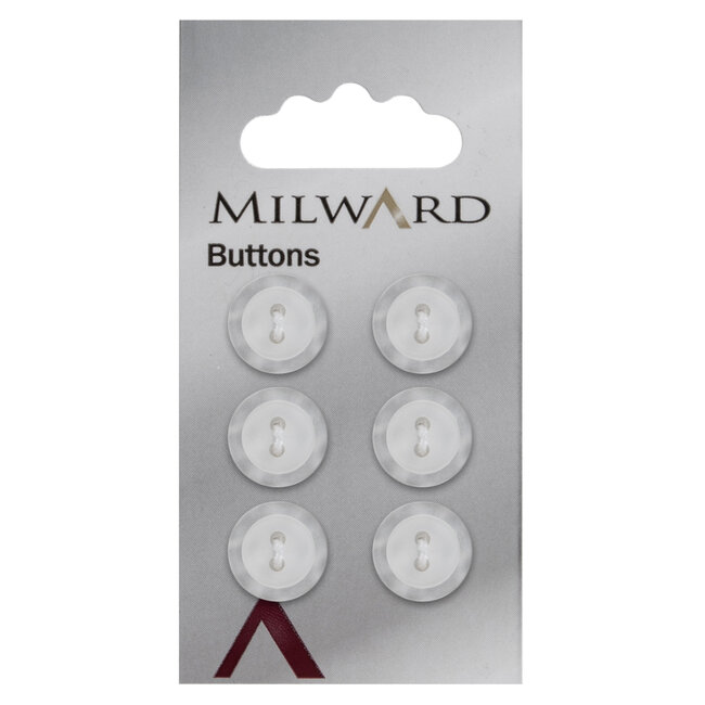 Milward Wit Parelmoer glans Knopen op kaart 13 mm: Verpakking van 6