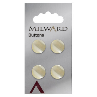 Milward Gele Glans Knopen op kaart 13mm: Verpakking van 4