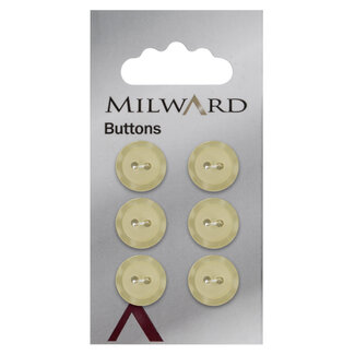 Milward Gele Glans Knopen op kaart 13mm: Verpakking van 6