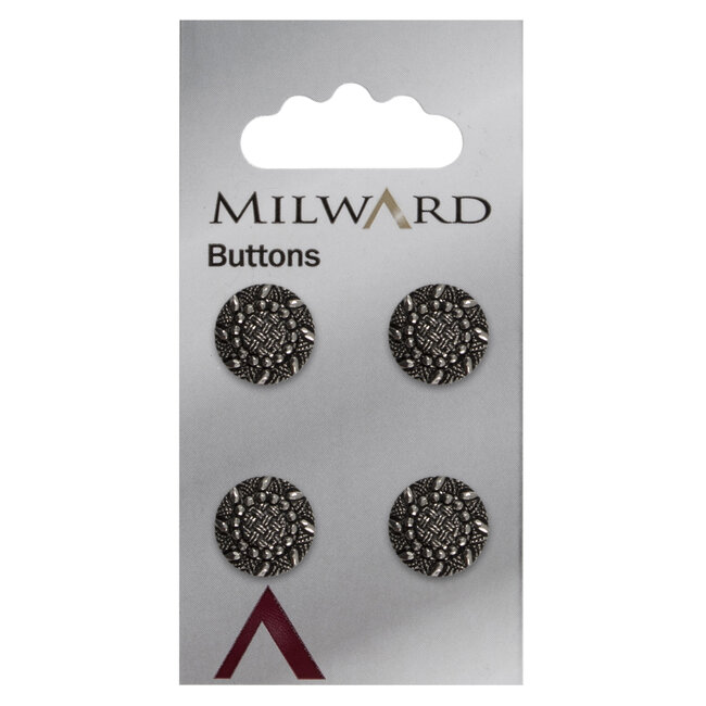 Milward Zilveren Knopen op kaart 12 mm: Verpakking van 4