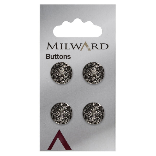 Milward Zilveren Knopen op kaart 12 mm: Verpakking van 4