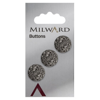 Milward Zilveren Knopen op kaart 15 mm: Verpakking van 3