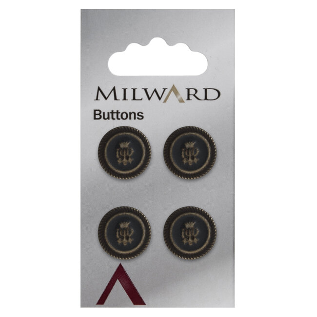 Milward Bronzen Knopen op kaart 15 mm: Verpakking van 4