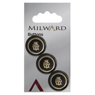 Milward Bronzen Knopen op kaart 20 mm: Verpakking van 3