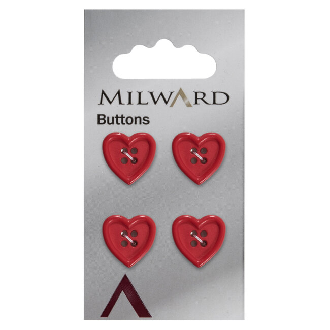 Milward Rode Hartjes Knopen op kaart 15 mm: Verpakking van 4