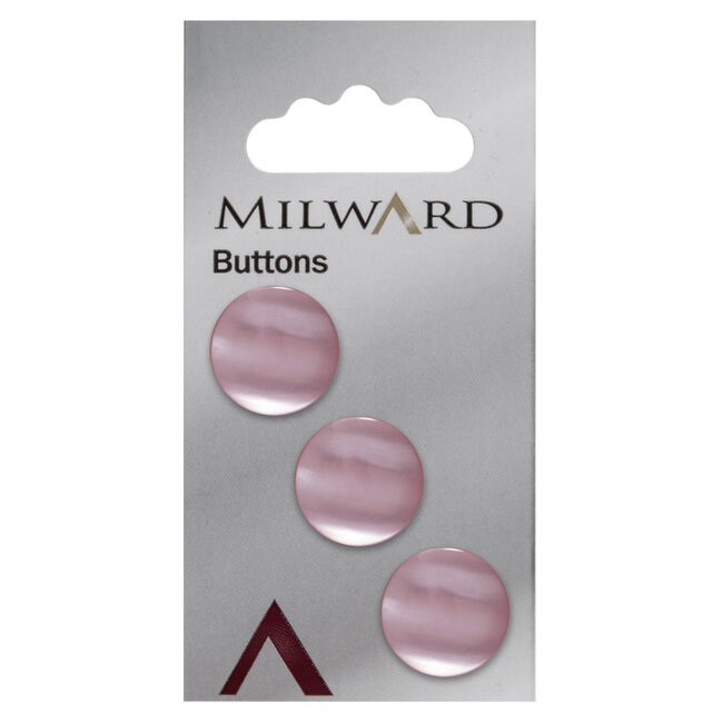 Milward Roze glans Knopen op kaart 16 mm: Verpakking van 3