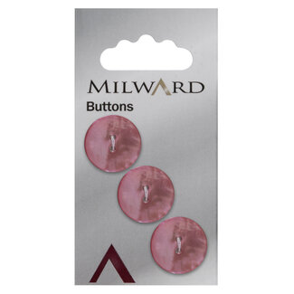 Milward Rosa Perlmuttglanz Knöpfe auf Karte 17 mm: Packung mit 3