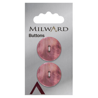 Milward Roze Parelmoer glans Knopen op kaart 22 mm: Verpakking van 2