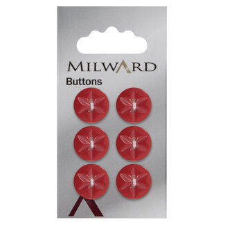 Milward Rode Glans Knopen op kaart 15 mm: Verpakking van 6